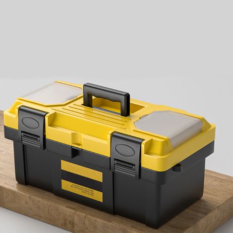 Coffre à outils de rangement 20 pouces, 450 x 245 x 210 mm, jaune, serrure en plastique (1/4)