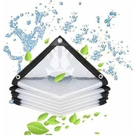 Transparente, wasserdichte Plane mit Ösen für Gartenmöbel – 180 g/m², UV- und regenbeständig – 3 x 4 m