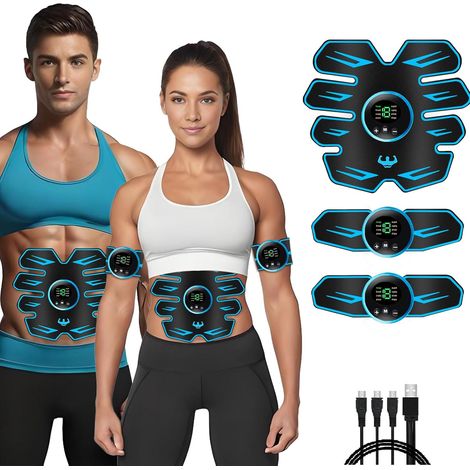 EMS Abdominale Electrostimulation,8 Modes et 19 Intensités,Rechargeable par USB,EMS Stimulateur Appareil LCD Display,pour Abdos/Bras/Jambes/Fesses,Homme Femme (1/5)