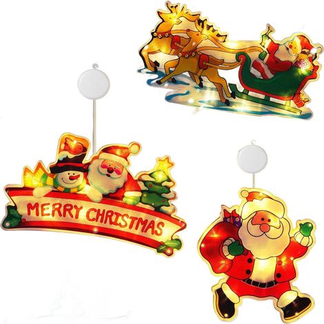 3 bunte LED-Weihnachtsfensterlichter, batteriebetrieben (1/5)