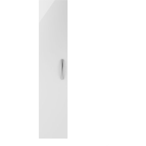 Balterley Bramshall Modern Bathroom 1 Door Wall Hung Tall Unit with Soft-Close Door & Handle, Gloss White, 300 mm (1/4)