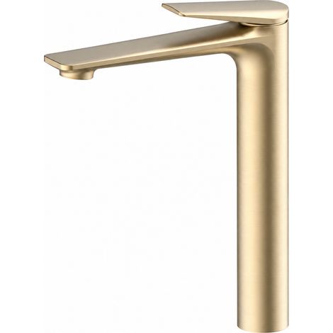 Robinet Mitigeur Lavabo Laiton or brossé modèle haut Eau Chaude et Froide 2 Flexibles 25 × 22 × 7 cm 1,6 kg – Livraison gratuite (1/5)
