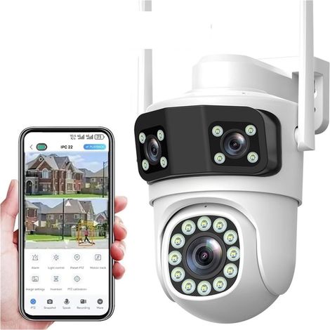 Caméra PTZ 4G/Wi-FI à Trois objectifs, détection de Mouvement, Vision Nocturne, résistante aux intempéries, caméra de Surveillance IP extérieure(4G Camera) (1/5)