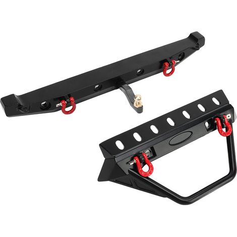 Pare-chocs avant et arrière noirs pour crawler RC, avec supports de treuil et feux LED, compatibles avec Axial SCX10 90046, SCX10 III AXI03007 et AXI03003 (5-11 V). (1/5)