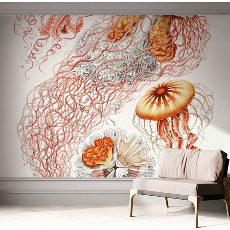 Selbstklebend Tapete - abwaschbar - Arbeitszimmer - Esszimmer- Top Qualität Fantasievolle Quallen 312x219 cm (1/5)