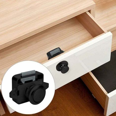 Lot de 10 Bouton Poussoir Verrou Armoire Loquet Sans Clé, Loquet à Bouton Poussoir Ajustement 15-18mm épaisseur Bateau Van Yacht (1/3)