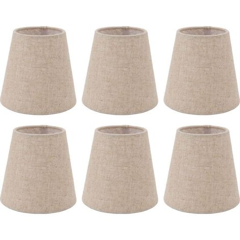 Lot de 6 abat-jours en lin pour ampoules E14 Diamètre 14cm Hauteur 13cm Installation facile sur lampes et lustres (1/5)