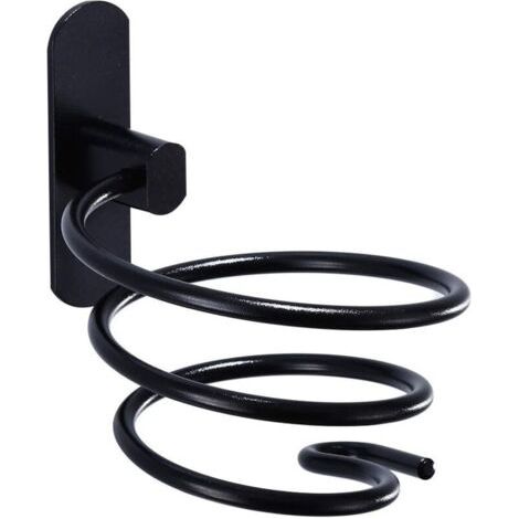 Pair Support de sèchecheveux noir en aluminium Design moderne, support mural pour rangement salle de bain (1/5)