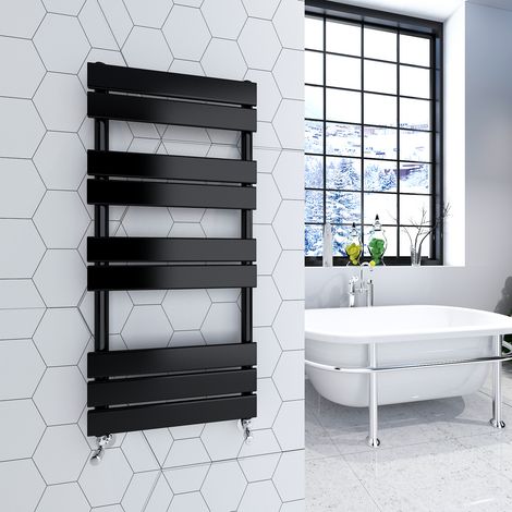 SKY Bathroom Flat Panel Heated Towel Rail Radiator Central Heating 1000x450mm Black (1/5)