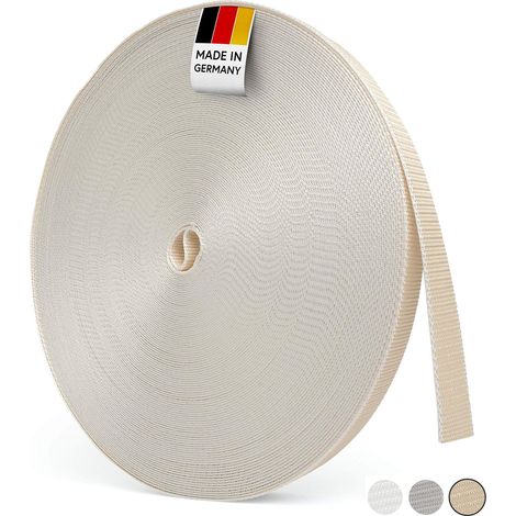 BAUHELD® Cinghia per tapparelle, 50 m, 14 mm, 20 mm, 23 mm, adatta per tapparelle su porte e finestre, elevata resistenza agli strappi e ai raggi UV, rotolo di nastro per tapparelle, beige, marrone (1/5)