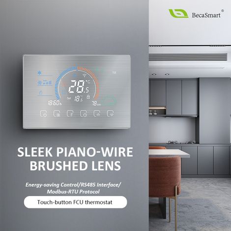 Thermostat Climatisation Centrale Maison BAC-8000ELW, Contrôleur WiFi 4 Canaux Finition Laiton Brossé, IP20, Courant de Contact 20A, Tension de Fonctionnement 95-240V – Régulateur Thermique Intelligen (1/4)