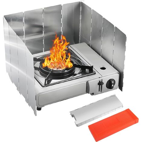 Pare-Vent Pliable Aluminium Plaques Pare-Brise de Camping Pare Vent Rechaud Gaz Camping Plein Air Pare-Brise pour Cuisinière à Gaz Pique-Nique Rechaud de Camping (1/5)
