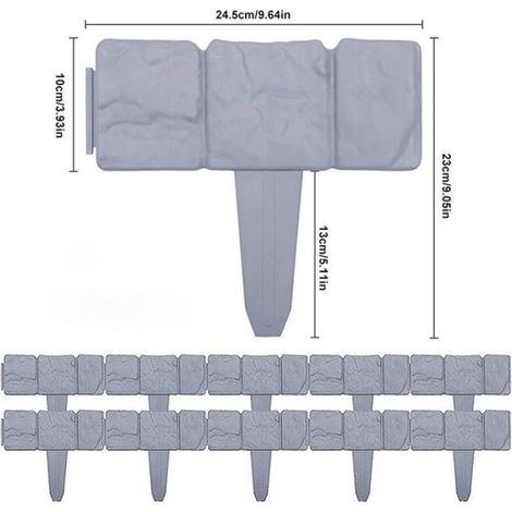 Bordure Jardin - Imitation Pierre - Gris Anthracite - 25 x 23 cm - Pour Pelouse Patio Allée - 10 Pièces (1/5)
