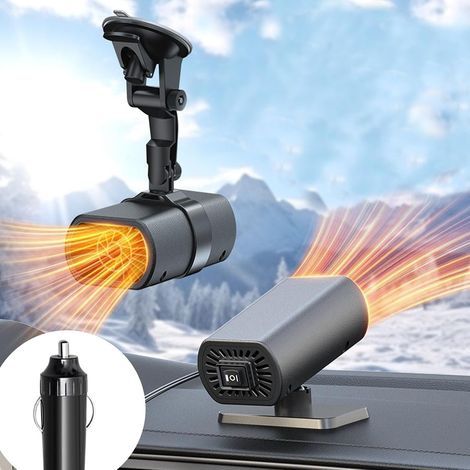Mini chauffage multifonction 2 en 1 150 W 12 V Chauffage d'appoint portable pour intérieur, voiture, camping Double support avec prise (1/5)
