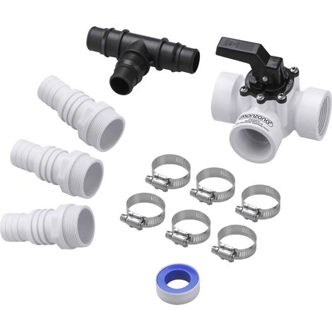 MONZANA®  Set de Bypass para piscina 12 piezas Conexión de válvula de 3 vías Ø 32/38 mm Incl. abrazaderas para manguera depuradoras calefacción de piscina calefacción solar (1/6)