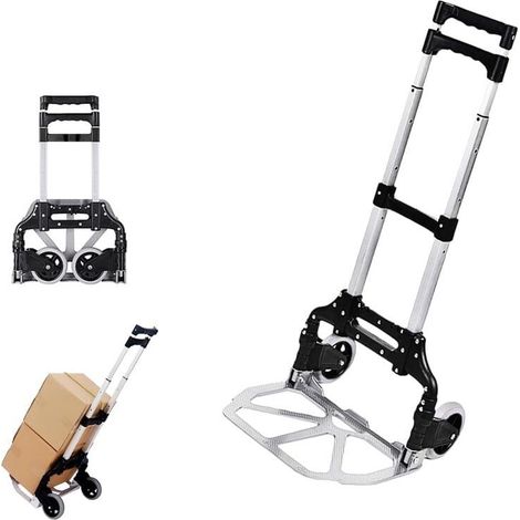 Chariot de Transport en Métal Diable Pliable Diable de Manutention Chariot Déménagement Diable Escalier résistant 60 kg Transport de Marchandises Voyage Shopping (1/5)