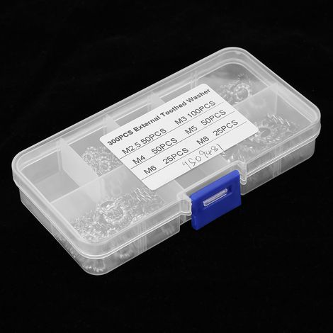 300 pièces rondelles frein dentées extérieures en acier inoxydable 304, ensemble de rondelles à dents externes (1/5)