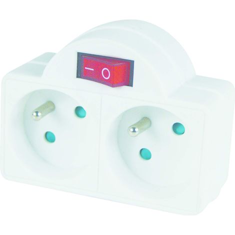 Lot de 20 Multiprise Electrique Branchement Secteur Multiprise Murale 2 Prises avec Interrupteur Prise Double Compacte Bloc Prise Blanc Prise Multiple Murale 110705