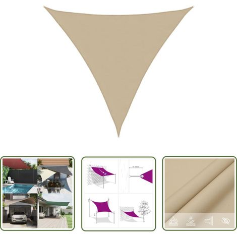 The Living Store Voile de parasol tissu oxford triangulaire 6x6x6 m beige - Parapluie - Voile Solaire - Parasol Extérieur - Protection Solaire - Parasol Triangle (1/5)