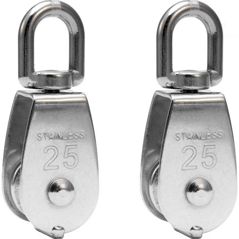 2-teilige M25-Einzelrolle: Einzelrolle mit drehbarer Schlaufe zum Ziehen von Drahtseilen, Nylonseilen usw. Sichere Tragfähigkeit bis zu 150 kg