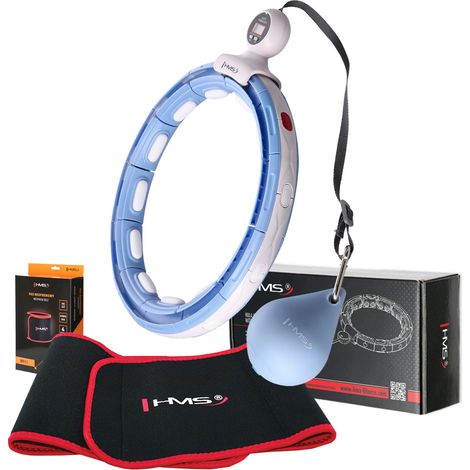 SET HULA HOOP MAGNETICO BLU HHM15 CON PESO + CONTATORE HMS + SUPPORTO VITA BR163 ROSSO (1/5)