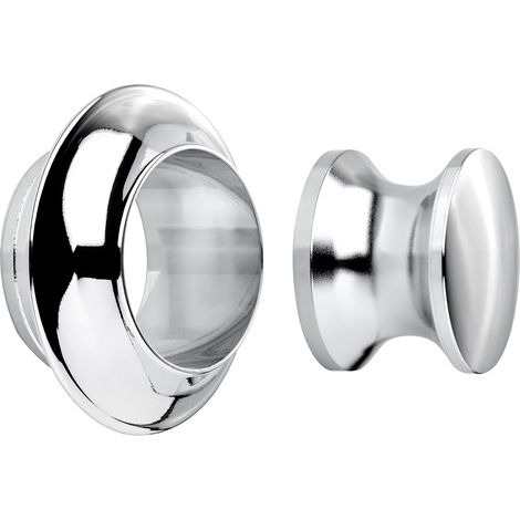 Aufschraubschloss Möbelschloss Caravan-Schloss Türschschloss Knopfset rund 13 mm Chrom poliert
