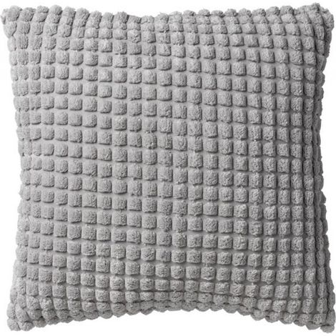 ROME - Coussin décoratif 45x45 cm - Couleur unie - Structure 3D - Micro-puce - Gris - Coussin intérieur inclus - Coussins de luxe pour salon et canapé (1/5)