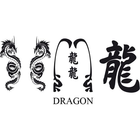 Set Adhesifs -ELEMENT DRAGON- Noir - PROMO ADN - Car Deco