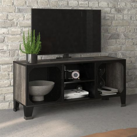 Meuble TV Gris 105x36x47 cm Métal et MDF vidaXL (1/5)
