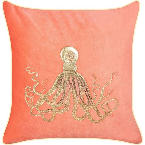 Throw Cushion LAMINARIA Velvet 45 x 45 cm Coral Animal Pattern