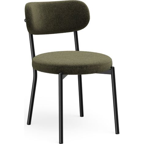 Lot de 2 chaises en tissu tramé toucher doux vert vintage BAILEY (1/5)