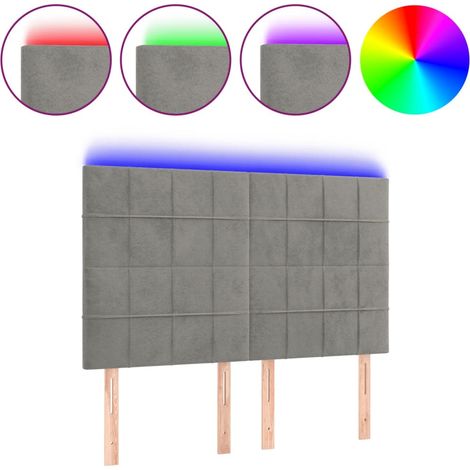 Maison Exclusive - Cabecero con luces LED terciopelo gris claro 1 (1/5)