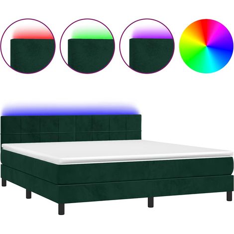 Maison Exclusive - Boxspringbett mit Matratze & LED Dunkelgrün 18