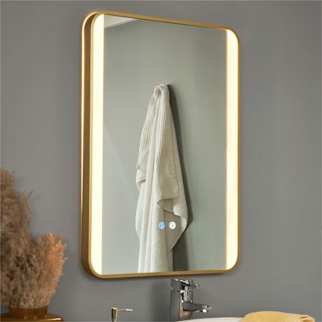 Forum Spa Lori Satin Brass CCT LED Bathroom Mirror with Motion Sensor and Demist - SPA-44483 (1/5)
