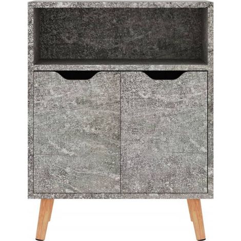 Buffet de Cuisine en Bois d'Ingénierie Effet Béton Gris, 60x30x72 cm, Meuble de Rangement Compact pour Salon et Salle à Manger (1/5)