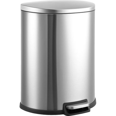 Poubelle, Acier Inoxydable, Capacité de 50 Litres, Fonctionnement à Pédale Sans Mains, Design Semi-Circulaire, Facile à Nettoyer (1/5)