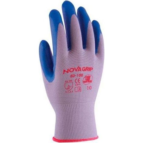 Guante de nilón sin costuras con recubrimiento de nitrilo color gris/azul 3L - 10