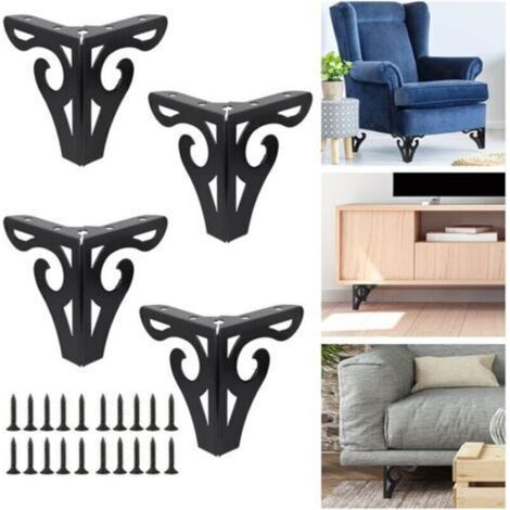 Set of 4 Modern Black Metal Furniture Legs, Table Legs, Replacement Sofa Legs, Triangular Table Legs with Screws for DIY Projects, Sofa, Table, Cabinet (10 cm high) (1/4)