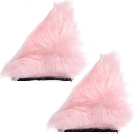 5 Paar rosa Katzenohren-Ornamente Motorradhelm-Plüsch (1/2)