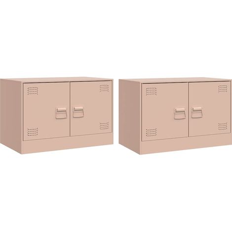 Mobile TV multimediale scaffale per televisione televisore buffet sala da pranzo soggiorno camera da letto 2 pezzi rosa 67 x 39 x 44 cm acciaio rosa 020028647