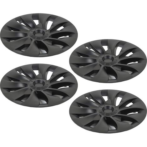 Enjoliveurs 18 pouces Tesla Model 3 2017-2023, 4 pièces noirs mats look sportif, cache-moyeu de roue tendance, remplacement facile (1/5)