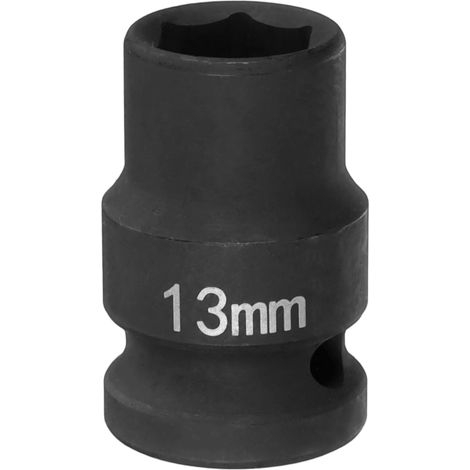 Douille à Choc 6 Points 13mm Douille Métrique 1/2" Entraînement Carré 1.5" (38mm) Long Douilles Hexagonales pour Écrous d'Axe de Broche en Acier Cr-Mo Phosphaté, Noir (1/5)