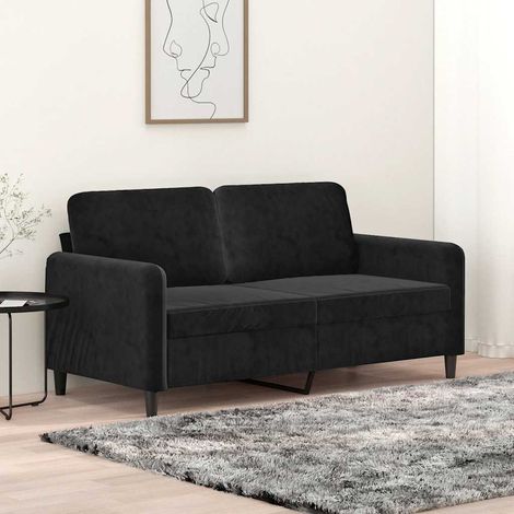 Canapé à 2 places Noir 140 cm Velours (1/5)