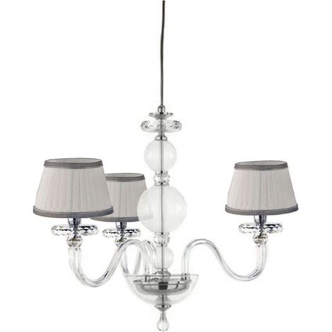 Lampada a sospensione BACH 50 cm con paralume in vetro trasparente 3 LUCI CROMO (1/2)