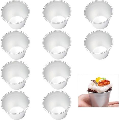 Lot de 10 moules à pudding, mini-moules à pudding, caissettes de cuisson en aluminium antiadhésives, moules à muffins, moules à darioles, moules à œufs (1/5)