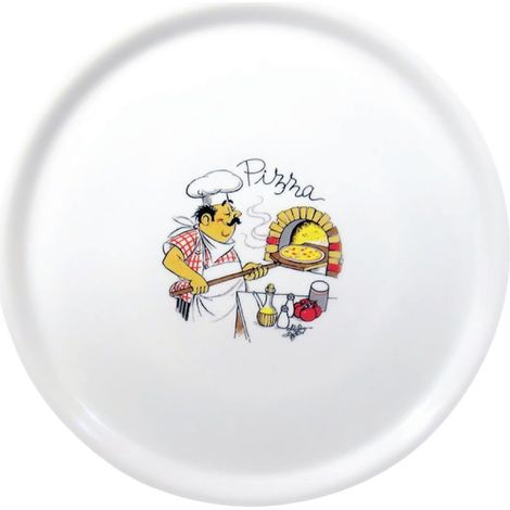 Assiettes à pizza en porcelaine 31 cm décor Chef (lot de 6) - SATURNIA