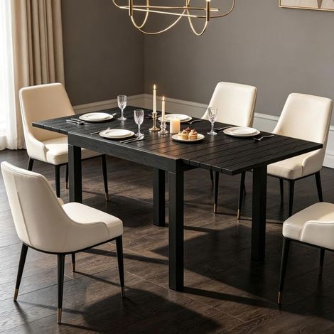 Table extensible - WESTYLE - 160/80 cm - Effet bois - Aluminium - 4-6 places (1/5)