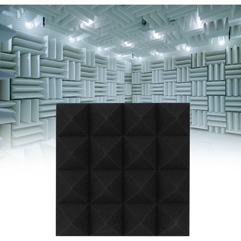 6 Stück pyramidenförmige, schallabsorbierende Akustikpaneele aus Baumwollschaumstoff für Studios (Schwarz) (1/5)