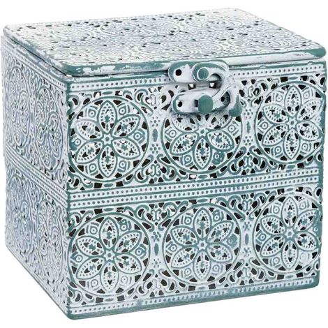 Caja de metal verde 12.5x12.5x11.5h cm