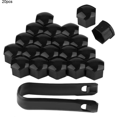 Bouchons d'écrou de roue de voiture 19mm, 20 pièces, couvercle de vis de moyeu automatique, jantes de boulons, Protection extérieure (noir)